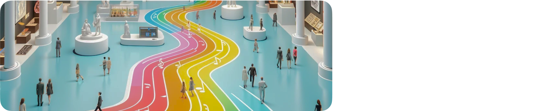 Colorful paths in a mall depicting custom soundscapes for navigation